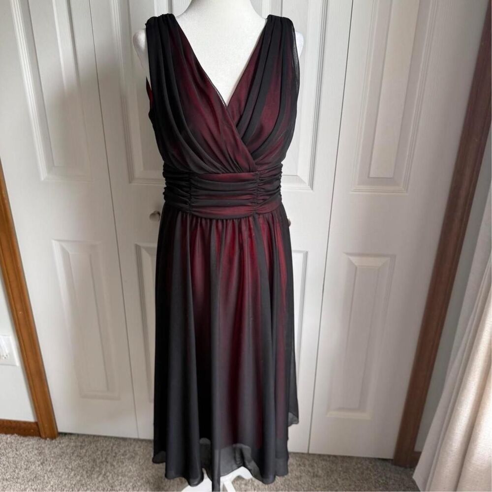 Black & red whimsygoth vampy dress w sheer mesh overlay size 8